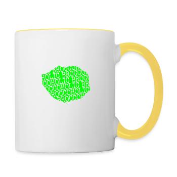 anniversaire cadeau idée humour végétalien droits des animaux - Mug contrasté - blanc/jaune - Droite