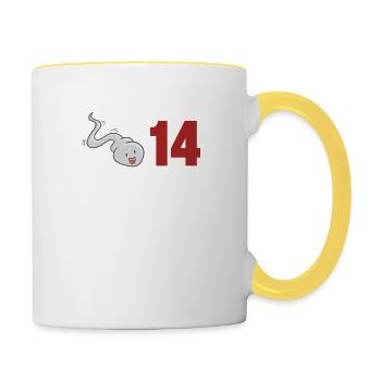 Vor 14 Jahren war ich der Schnellste - Tasse zweifarbig - Weiß/Gelb - Rechts