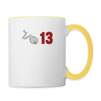 Il y a 13 ans, j’étais le plus rapide - Mug contrasté - blanc/jaune - Droite