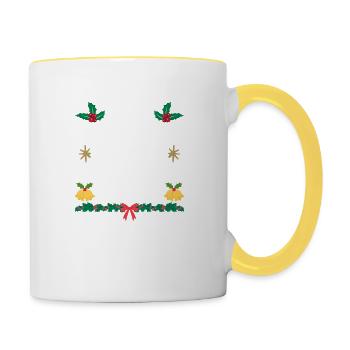 Mit mir verwandt zu sein, ist wirklich das einzige Geschenk, das du machst - Tasse zweifarbig - Weiß/Gelb - Rechts