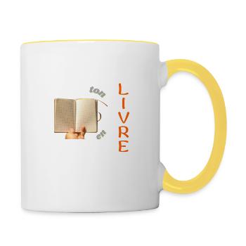 T shirt "Livre" - Mug contrasté - blanc/jaune - Droite