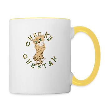 Cheeky Cheetah T-Shirt print - Tasse zweifarbig - Weiß/Gelb - Rechts