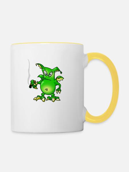 smoking dragon - Tasse zweifarbig - Weiß/Gelb