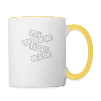 leave me alone day - Tasse zweifarbig - Weiß/Gelb - Rechts