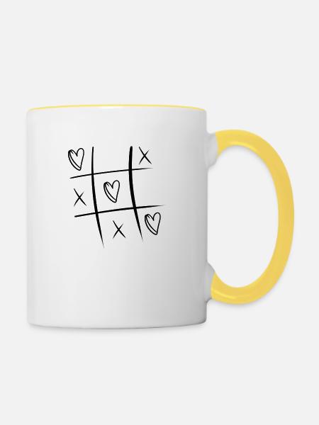 Trio der Herzen - Tasse zweifarbig - Weiß/Gelb