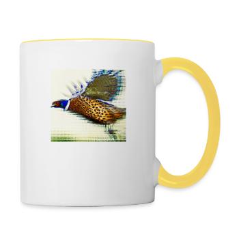 Fliegender Fasan - Tasse zweifarbig - Weiß/Gelb - Rechts