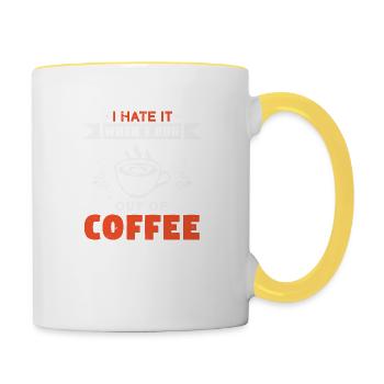 ICH HASSE ES, WENN MIR DER KAFFEE AUSGEHT - Tasse zweifarbig - Weiß/Gelb - Rechts