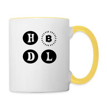 Trading de Bitcoin et d'actions cryptographiques - Mug contrasté - blanc/jaune - Droite