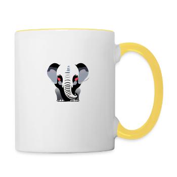 Little Elephant Cartoon Cute Adventure 10 - Contrasting Mug - white/yellow - Right