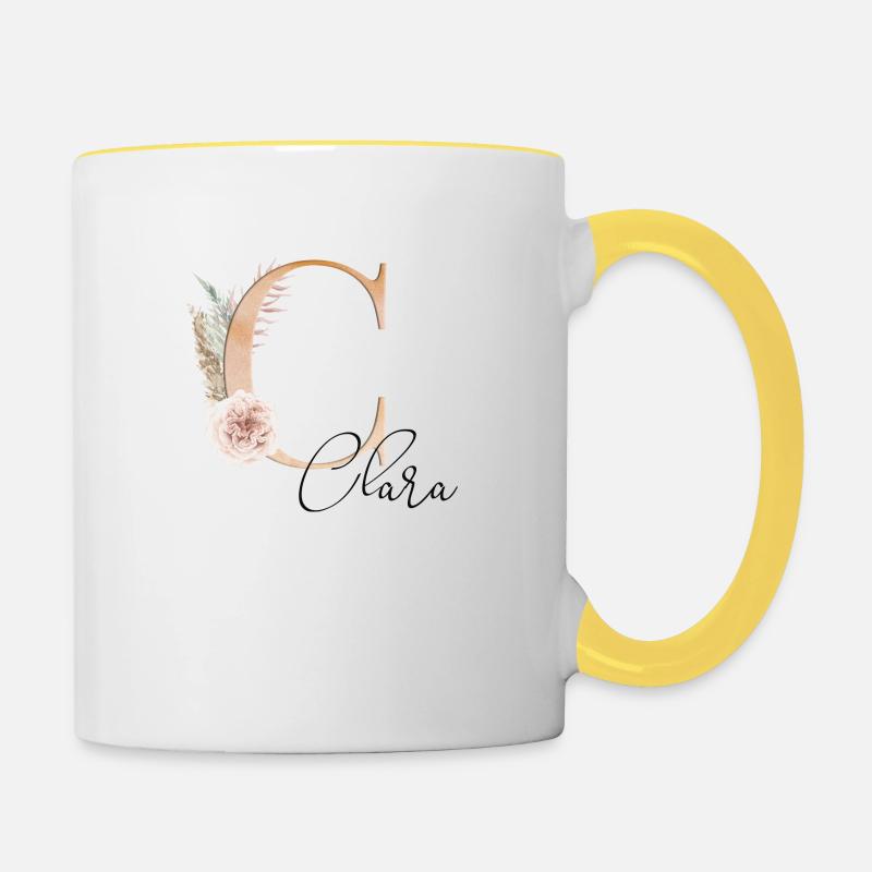 Clara! Name Boho - Contrasting Mug - white/yellow