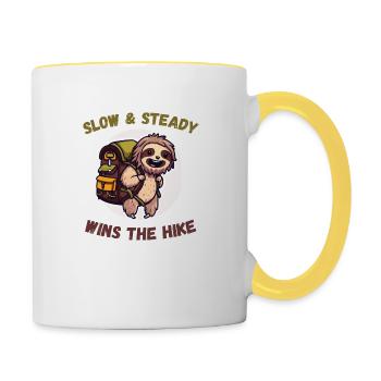 Slow and steady wins the hike sloth 3 - Contrasting Mug - white/yellow - Right