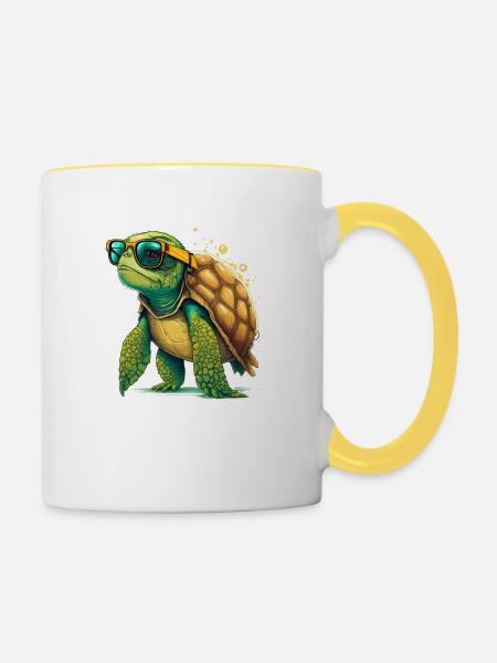 Turtle old - Tasse zweifarbig - Weiß/Gelb