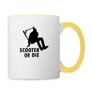 E-Scooter E-Roller Scooter - Tasse zweifarbig - Weiß/Gelb - Rechts