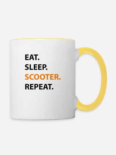 E-Scooter E-Roller Scooter - Tasse zweifarbig - Weiß/Gelb