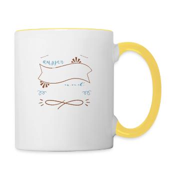 entwicklung bday buchhandlung geschenkidee humor - Tasse zweifarbig - Weiß/Gelb - Rechts