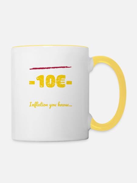 Inflation free hugs Geschenk - Tasse zweifarbig - Weiß/Gelb