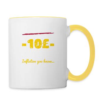 Étreintes sans inflation dire - Mug contrasté - blanc/jaune - Droite