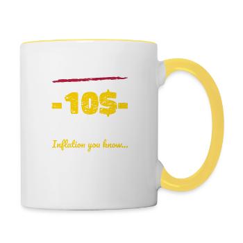 Idée cadeau Hugs sans inflation - Mug contrasté - blanc/jaune - Droite