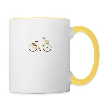 Marathon Triathlon Running joggen Biking Radfahren - Tasse zweifarbig - Weiß/Gelb - Rechts