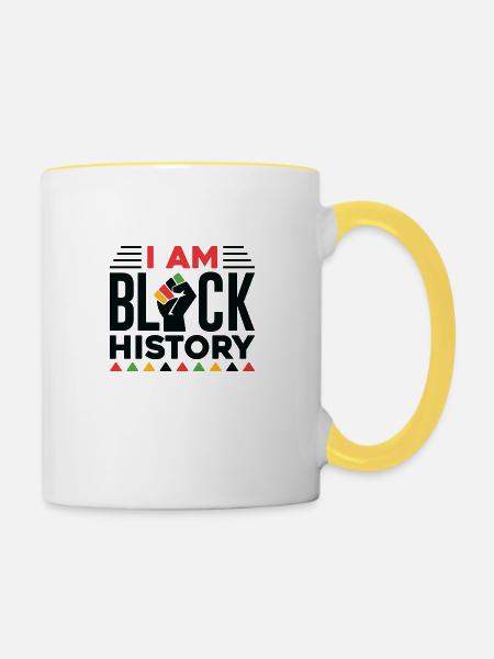 Ich bin schwarz Geschichte - Tasse zweifarbig - Weiß/Gelb