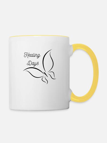 Butterfly Healing Days - Contrasting Mug - white/yellow
