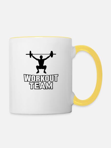 Workout Team - Tasse zweifarbig - Weiß/Gelb