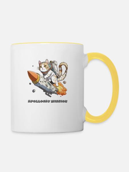 Mission Apollocat - Tasse zweifarbig - Weiß/Gelb