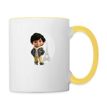 EIFFELTURM - Lächelnder Junge - Tourist - Tasse zweifarbig - Weiß/Gelb - Rechts