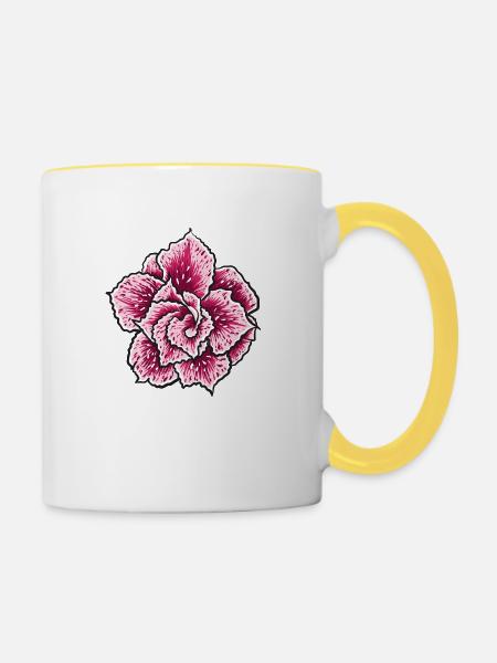 Blume - Tasse zweifarbig - Weiß/Gelb