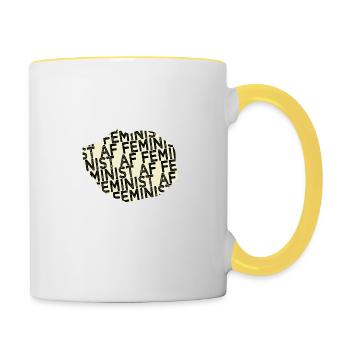 La typographie actuelle plaisante sur les droits des femmes - Mug contrasté - blanc/jaune - Droite