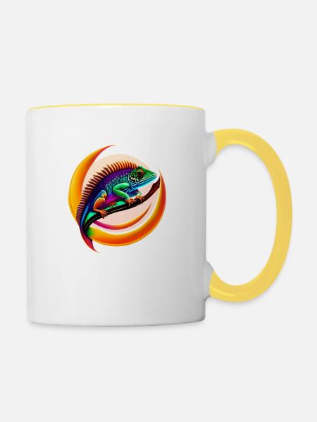 Chamäleon - Tasse zweifarbig - Weiß/Gelb