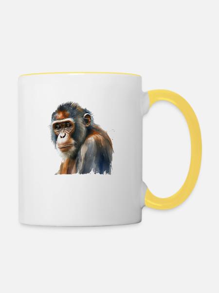 monkey - Tasse zweifarbig - Weiß/Gelb
