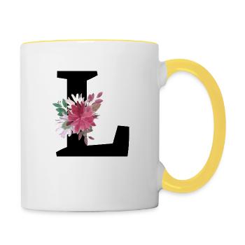 Letter l floral - Contrasting Mug - white/yellow - Right