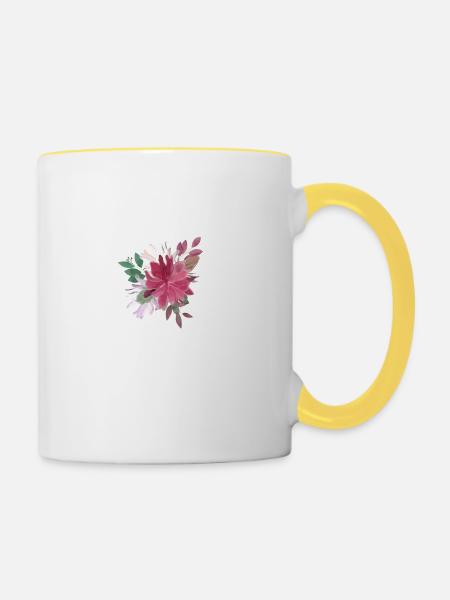 Buchstabe t blumig - Tasse zweifarbig - Weiß/Gelb