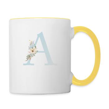 Customizable Monogram A Floral - Contrasting Mug - white/yellow - Right
