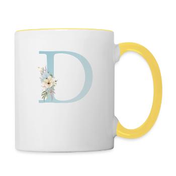 Personalisierbar Monogramm D Floral - Tasse zweifarbig - Weiß/Gelb - Rechts