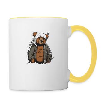 Je fais ce que je veux Ours - Mug contrasté - blanc/jaune - Droite