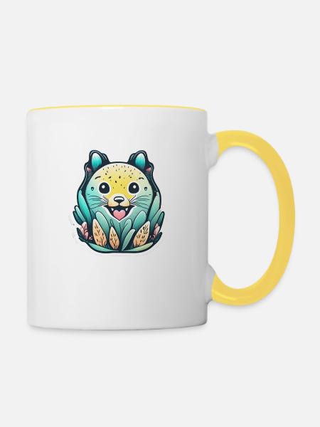 Frühlingsrobbe - Tasse zweifarbig - Weiß/Gelb