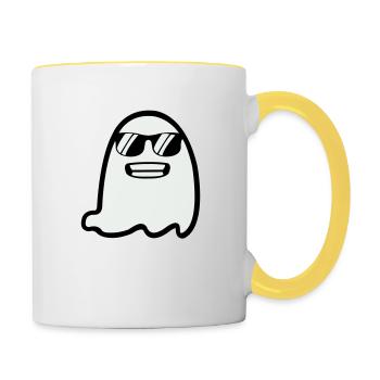 Fantôme avec des lunettes de soleil - Mug contrasté - blanc/jaune - Droite