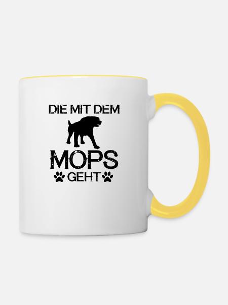 Dog Hund - Tasse zweifarbig - Weiß/Gelb