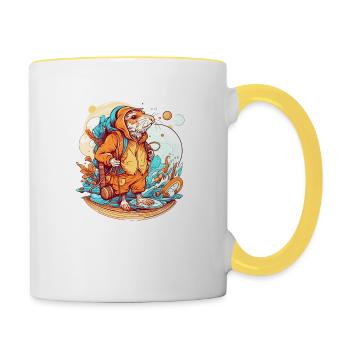 Le rat-taupe lors d’une longue promenade - Mug contrasté - blanc/jaune - Droite