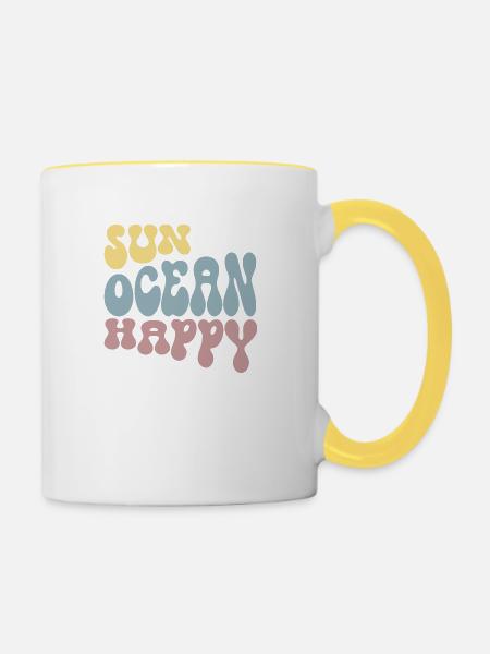 Sun Ocean Happy - Tasse zweifarbig - Weiß/Gelb
