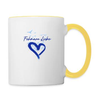 Fehmarn,seagulls,anchors,flock of birds - Contrasting Mug - white/yellow - Right