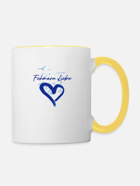 Fehmarn,möwen,anker,vogelschwarm - Tasse zweifarbig - Weiß/Gelb