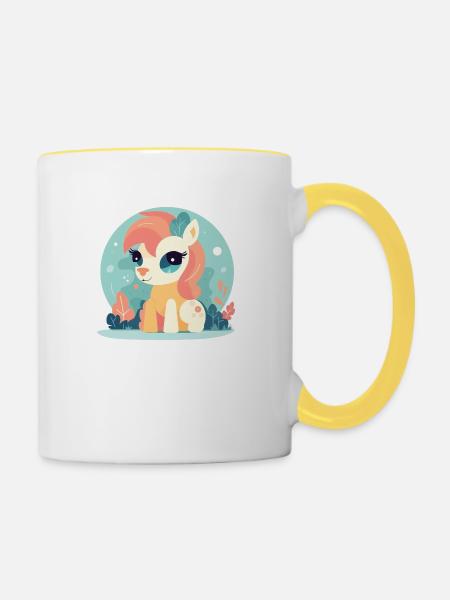 Pony - Tasse zweifarbig - Weiß/Gelb