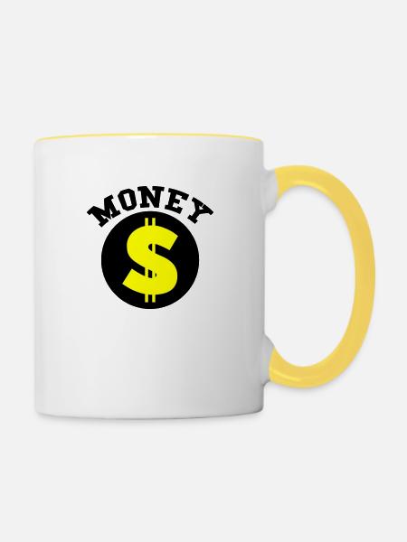 money - Tasse zweifarbig - Weiß/Gelb
