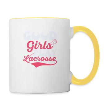 Good Girls Play Lacrosse Player Lifestyle - Tasse zweifarbig - Weiß/Gelb - Rechts