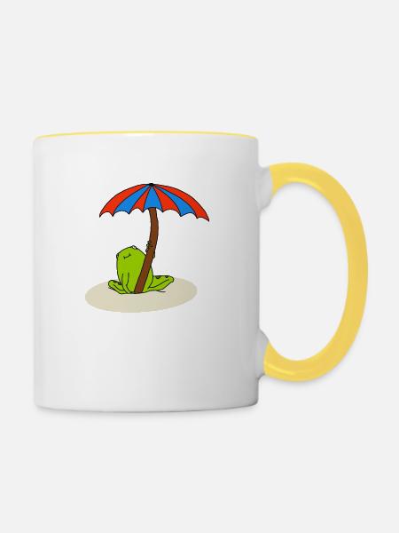 Strandfrosch - Tasse zweifarbig - Weiß/Gelb