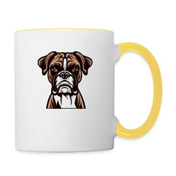 BOXER DOG DRAWING - Contrasting Mug - white/yellow - Right