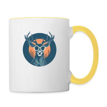 Hirsch Sonnenbrille Reh Rotwild - Tasse zweifarbig - Weiß/Gelb - Rechts